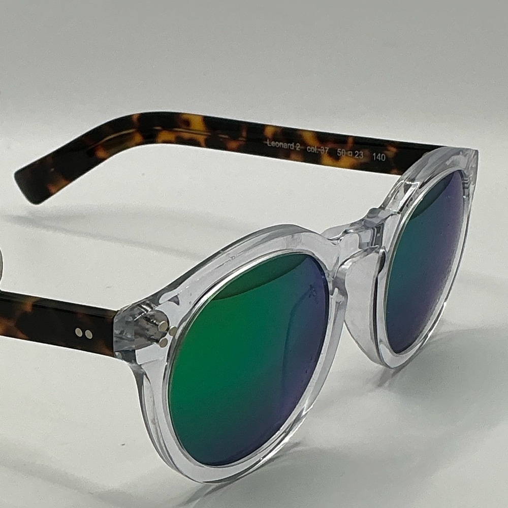 Illesteva Leonard 2- Clear/Havana w/Aqua Green Mirror